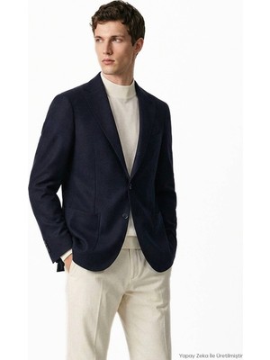 Ramsey Lacivert Comfort Fit %100 Yün Ceket