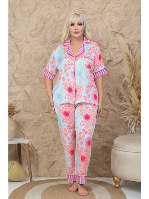 Coccolarsi Mondo Allegro Saten Kısa Kol Pantolon Pijama Takımı MAB9821 (Büyük Beden)
