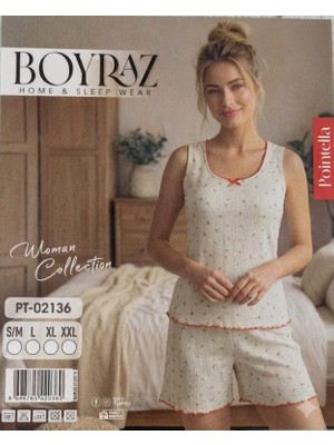 Boyraz Pointella Kalın Askılı Şortlu Pijama Takımı