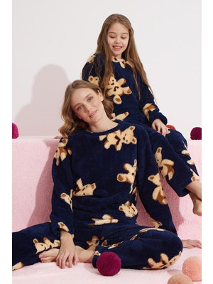 Siyah İnci Lacivert Alt-Üst Wellsoft Pijama Takım