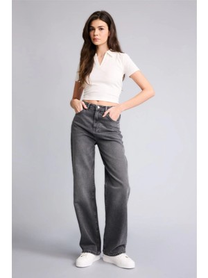 DeFacto %100 Pamuk 90's Wide Leg Yüksek Bel Jean Pantolon F2943AX26SP