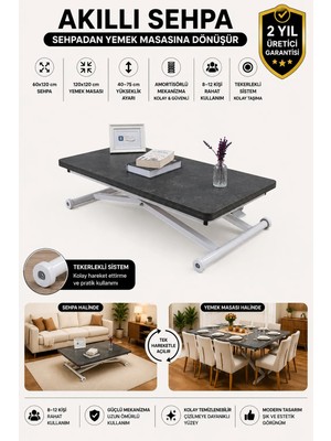 Sehpam Akıllı Home Üst Tabla Mdf Kartal Oval Köşe Alt Ayak Beyaz