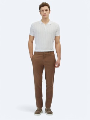 Kip Açık Kahve Dokuma Regular Fit Casual Pamuk Karışımlı Pantolon