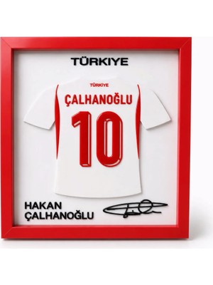 Arvina Atelier Türkiye Milli Takımı Hakan Çalhanoğlu 3D Forma Çerçevesi | Ahşap Çerçeve 25 x 25 cm