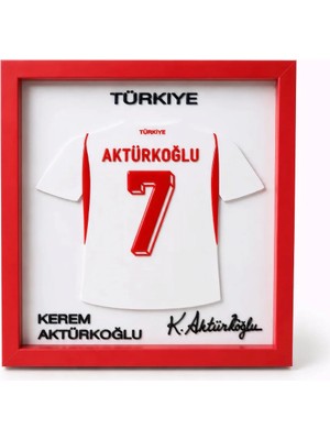 Arvina Atelier Türkiye Milli Takımı Kerem Aktürkoğlu 3D Forma Çerçevesi | Ahşap Çerçeve 25 x 25 cm