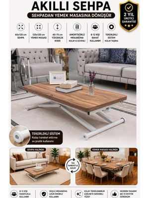 Sehpam Akıllı Home Üst Tabla Mdf Urartu Oval Köşe Alt Ayak Beyaz