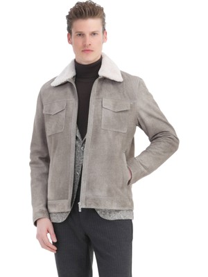 Ramsey Vizon Regular Fit Gömlek Yaka Casual Süet Deri Mont