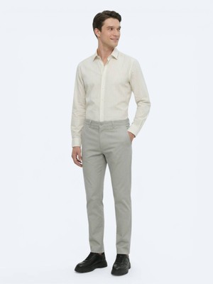 Kip Açık Haki Düz Dokuma Slim Fit Casual Pamuk Karışımlı Pantolon