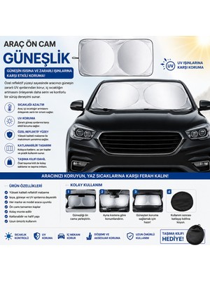 Doori Araç Ön Cam Güneşliği Katlanabilir Oto Güneş Koruyucu Uv Korumalı Ön Cam Gölgelik