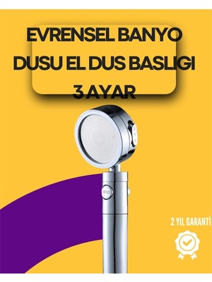 Eco Lounge Sağlam Metal Hortum Bağlantılı, 360° Hareketli Duş Başlığı