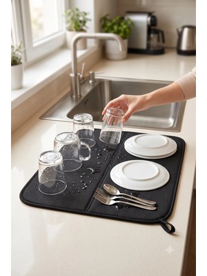 Home Essentials Bulaşıklık Bulaşık Matı Bulaşık Kurutma Matı Tezgah Üstü Bulaşıklık