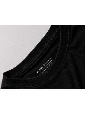 Black Nova Oversize Baskılı Unisex %100 Pamuk T-Shirt Old Classic Siyah