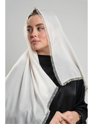 Hürrem Bone Taş Nikah Namaz Başörtüsü Eşarp Kesik Elyaf Boncuklu Güpürlü 202213_46