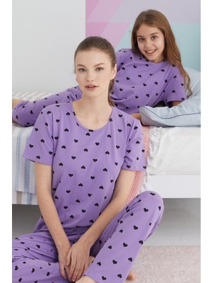 Siyah İnci Çok Renkli Pamuklu Örme Pijama Takım