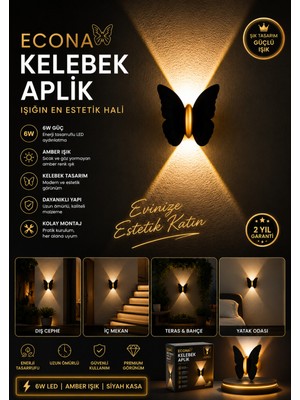 Econa Modern Led,kelebek Aplik - Modern Duvar Lambası Dekoratif LED Aydınlatma Modern Duvar Aplik,şık Duvar Aydınlatması