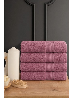 Güvenal Blanc 4'lü 50X90CM El Yüz & Saç Havlusu Seti | Havlu | El Havlusu | Banyo Havlusu I Çeyiz Havlusu - Mürdüm