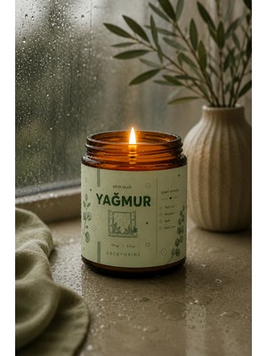 Decevorine Keyif Saati Kokulu Mum Yağmur I Yeşil Çay Bergamot Sedir Deniz Tuzu 100 gr