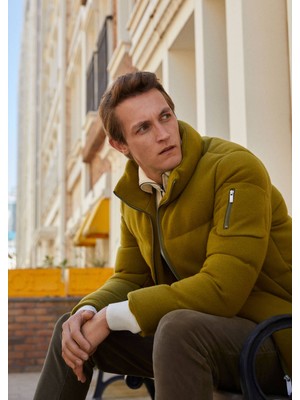 Ramsey Yağ Yeşili Regular Fit Dik Yaka Casual Dokuma Mont