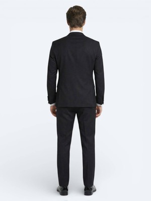 Kip Siyah Slim Fit Kelebek Yaka Dokuma Smokin Takım Elbise