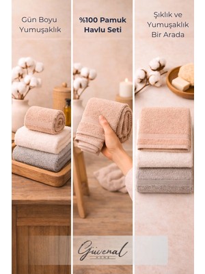 Güvenal Softsky %100 Pamuk 30 x 50 cm 3’lü Havlu Seti | Ultra Yumuşak & Yüksek Emici | Havlu | Çeyiz