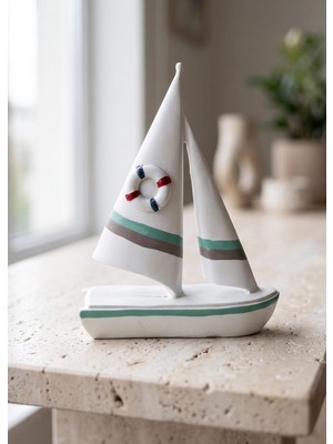 The Mia Marin Çift Yelkenli Kırmızı Mavi Can Simitli 24 cm