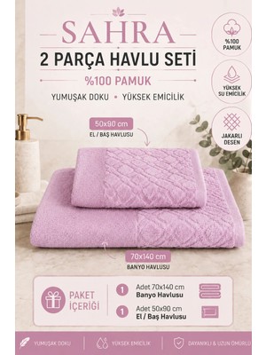 Güvenal Sahra | 2'li Banyo Havlu Seti | Havlu | Banyo Havlusu I Hamam Seti I Çeyiz Havlusu | ( 70 x 140 cm - 50 x 90 cm )