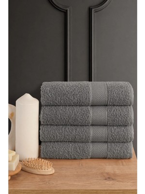 Güvenal Blanc 4'lü 50X90CM El Yüz & Saç Havlusu Seti | Havlu | El Havlusu | Banyo Havlusu I Çeyiz Havlusu - Antrasit