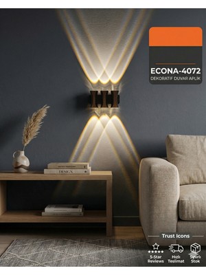 Econa Dekoratif Modern LED Duvar Aplik - 6W 3 Aşağı 3 Yukarı Işık Izli Antre Balkon Lamba - 3000K Günışığı - Şık Gece Lambası,bohem