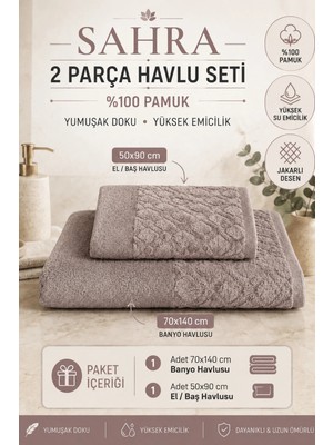 Güvenal Sahra | 2'li Banyo Havlu Seti | Havlu | Banyo Havlusu I Hamam Seti I Çeyiz Havlusu | ( 70 x 140 cm - 50 x 90 cm )