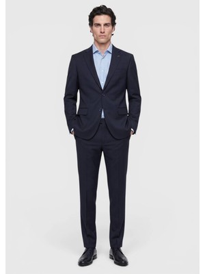 Ramsey Lacivert Düz Modern Fit Yün Karışımlı Takım Elbise
