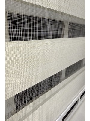Storburada Zebra Stor Perde Ekru Etek Dilimli STB-400-V02