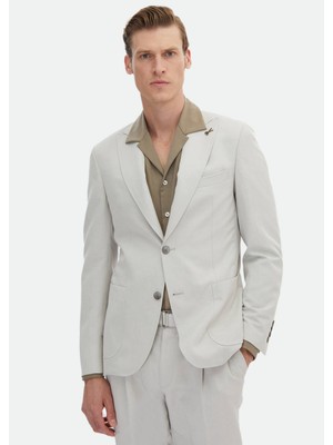 Ramsey Bej Düz Zeroweight Slim Fit Pamuk Karışımlı Takım Elbise