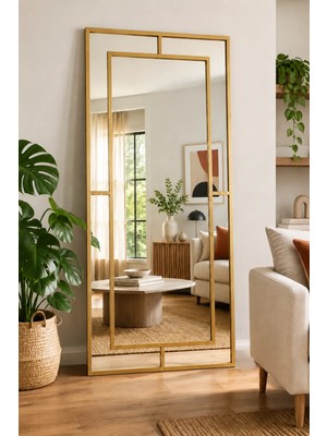 Effe Yapı Dekor Gold Metal Çerçeveli Yıldız 180x80 Cm Dekoratif Ayna
