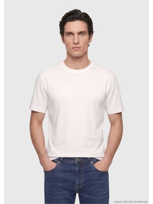 Ramsey Ekru Düz İpek Karışımlı T-Shirt