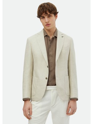 Ramsey Bej Düz Zeroweight Slim Fit Pamuk Karışımlı Ceket
