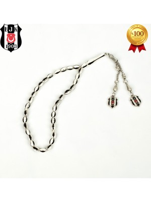 Beşiktaş Siyah-Beyaz Metal Tespih 19 cm Uzunlukta Dayanıklı Metal Malzeme ile Şık Tasarım