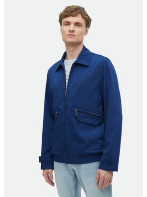 Ramsey Lacivert Regular Fit Gömlek Yaka Casual Dokuma Mont