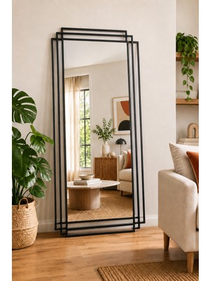 Effe Yapı Dekor Siyah Metal Çerçeveli 180x80 Cm Dekoratif Ayna