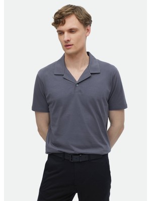 Ramsey Koyu Gri Düz Polo Yaka %100 Pamuk T-Shirt