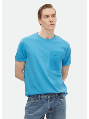 Ramsey Turkuaz Düz Bisiklet Yaka %100 Pamuk T-Shirt