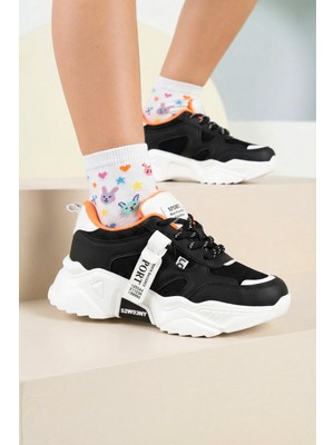 Dark Seer Kids Ds 2051 Beyaz Siyah Çocuk Sneaker Günlük Spor Ayakkabı