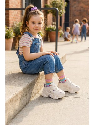 Dark Seer Kids Ds 2051 Bej Mor Çocuk Sneaker Günlük Spor Ayakkabı