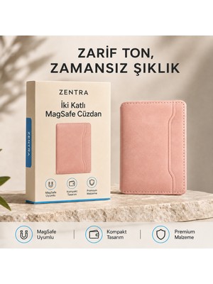 Ayers Premium Erkek Iki Katlı Magsafe Uyumlu Manyetik Kartlık Cüzdan, 2 Kart Yuvalı, Ince ve Hafif Premium Suni Deri Telefon Arkası Kart Cüzdanı