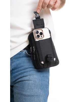 Sannora Bags Siyah Erkek Telefon Bölmeli Taktik Bel Kemer Çanta Göğüs Seyahet Günlük Çalışma