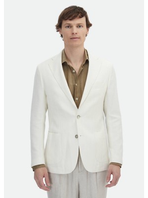Ramsey Ekru Desenli Shirt Shoulder Slim Fit Pamuk Karışımlı Ceket
