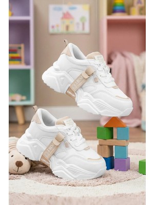 Dark Seer Kids Ds 2051 Beyaz Bej Çocuk Sneaker Günlük Spor Ayakkabı