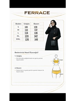 Ferraceci Sena Gold Düğmeli Ferace