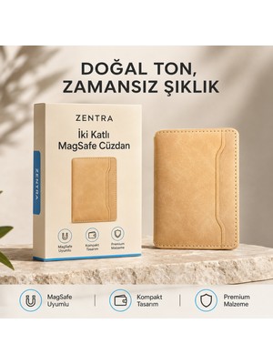 Ayers Premium Erkek Iki Katlı Magsafe Uyumlu Manyetik Kartlık Cüzdan, 2 Kart Yuvalı, Ince ve Hafif Premium Suni Deri Telefon Arkası Kart Cüzdanı
