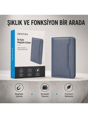 Ayers Premium Erkek Iki Katlı Magsafe Uyumlu Manyetik Kartlık Cüzdan, 2 Kart Yuvalı, Ince ve Hafif Premium Suni Deri Telefon Arkası Kart Cüzdanı