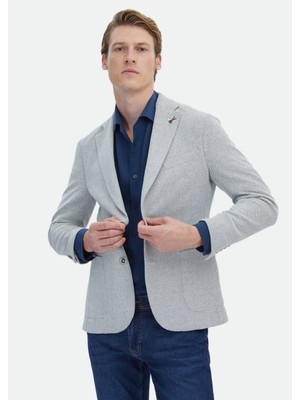 Ramsey Ekru Mikro Shirt Shoulder Slim Fit Pamuk Karışımlı Örme Ceket